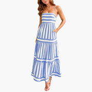 Maxikleid Damen - Gestreiftes Sommerkleid mit Trägern