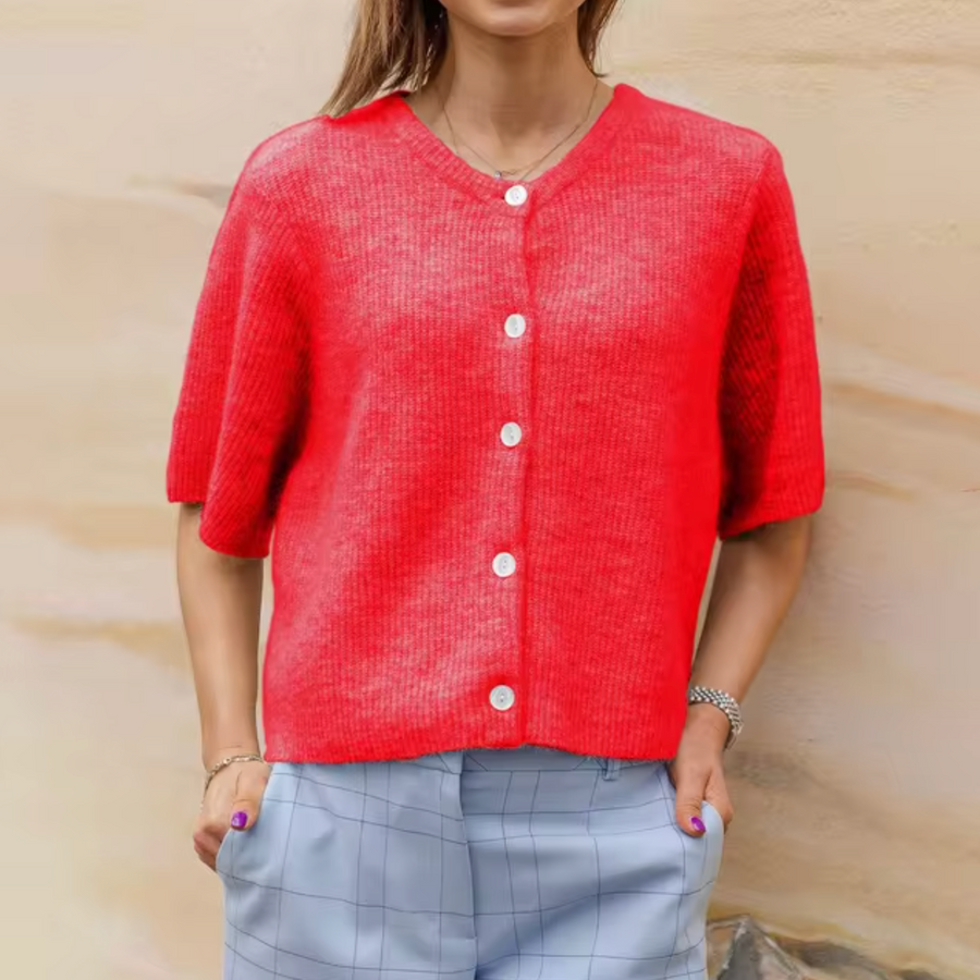 Heidi-Mode | Kurze Strick-Cardigan mit Knöpfen für Damen