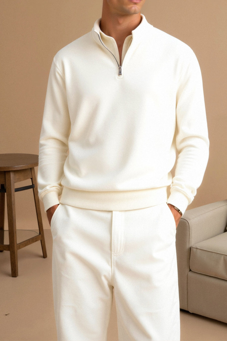 Minimalistischer Fleece-Pullover mit Reißverschluss – Wärme & Stil vereint