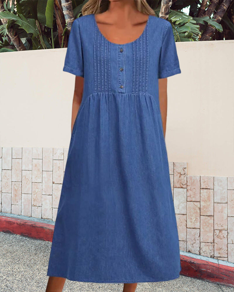 Ava - blaues jeans-midikleid