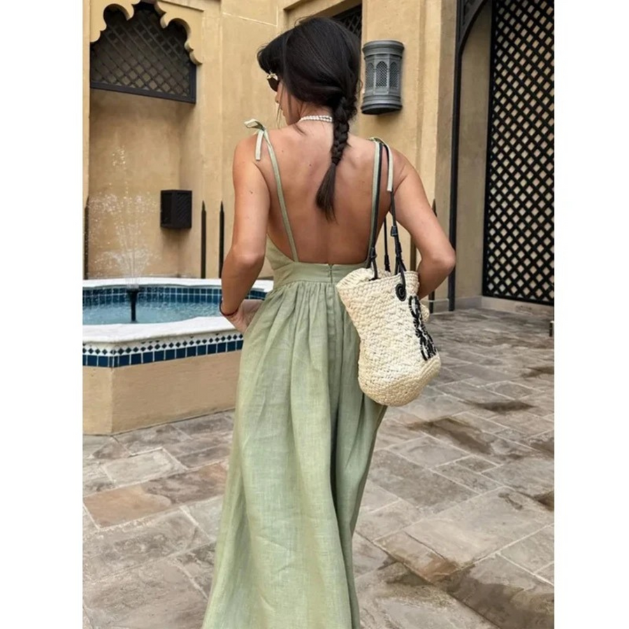 Damenkleid aus Leinen mit Knopfleiste und lockerem Schnitt für den Sommer