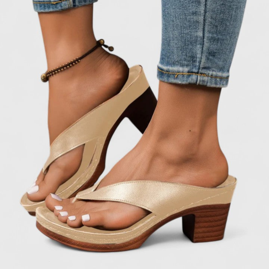Birgit | Damen Chunky Heel Zehentrenner Sandalen