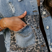 Heidi | Trendige Jeansjacke mit Leopardenmuster
