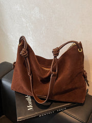 Breite Handtasche aus Wildleder