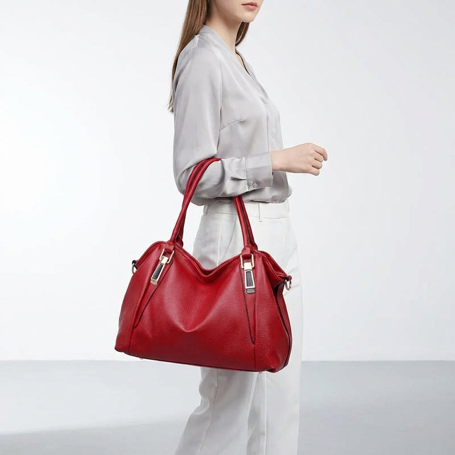 Damen Breite Leder Handtasche Mit Langem Riemen – Stilvolle Schultertasche