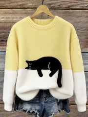JUNA | DAMEN-SWEATSHIRT MIT KATZENMOTIV