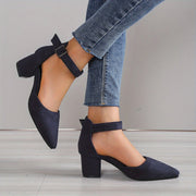 Heidi-Mode | Damen Sandalen mit Blockabsatz Schnürung, mit Knöchelriemen, Elegant