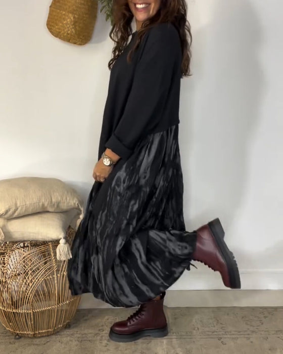Dragica – Kleid Mit Rundhalsausschnitt Und Unregelmäßigem Patchwork Drucken