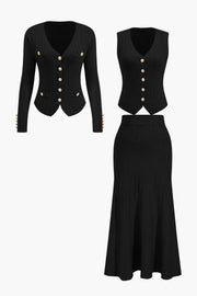 Estelle | Strick-Set mit Blazer, Weste & Midirock