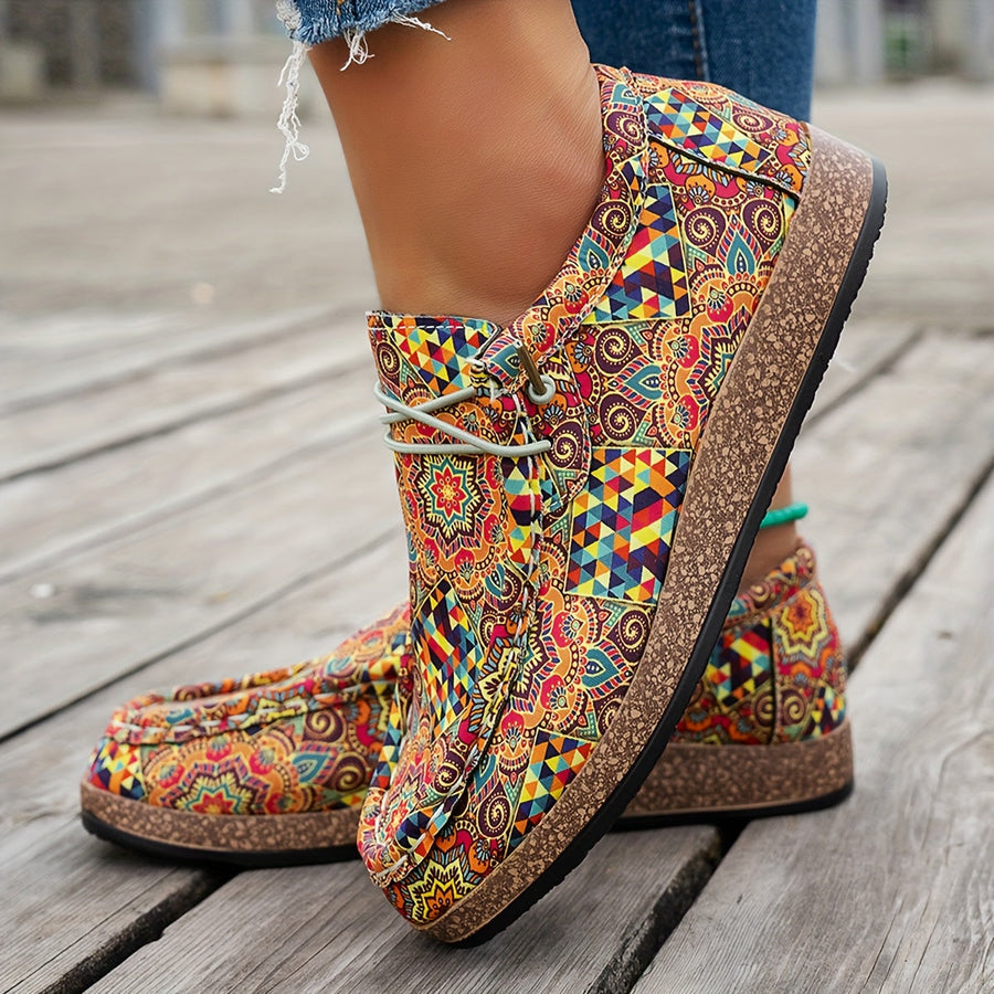 Damen-Schuhe im Vintage-Stil mit farbenfrohem Paisley-Muster