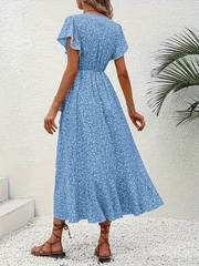 Hannah | V-Ausschnitt Wickel Kleid Rüschen