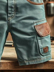 Herren-Outdoor-Cargoshorts Im Vintage Stil Mit Taschen Und Funktionalen Nähten (Mit Gürtel)