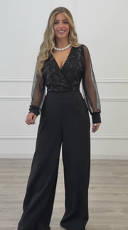 Meira - Overall Mit Langen Ärmeln Und Verzierungen Aus Mesh
