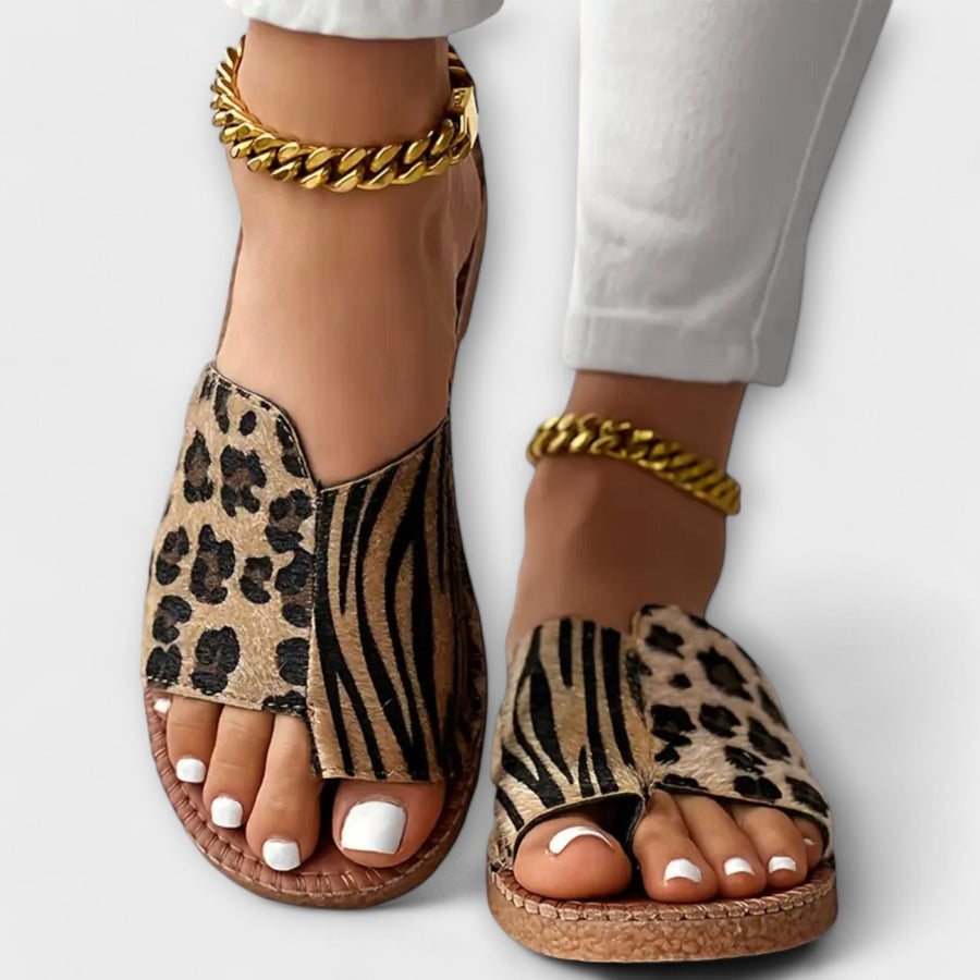 Sophia™ Schicke zweifarbige Pantoletten mit Leopardenmuster