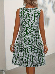 Heidi-Mode | Sommerkleid mit Print Ohne Ärmel, V-Ausschnitt, A-Linie, Leicht und Elegant