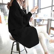 Damen Oversized Strickcardigan – Weicher, Langer Cardigan in Blau und Gelb – Bequemer Offener Grobstrick für Herbst & Winter