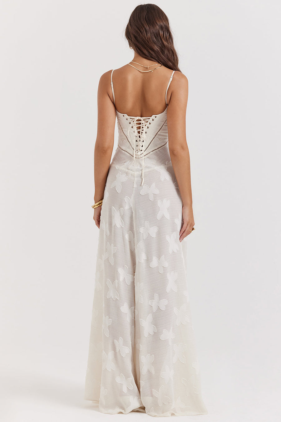 Elegantes Maxikleid mit 3D-Rosen & Rückenausschnitt