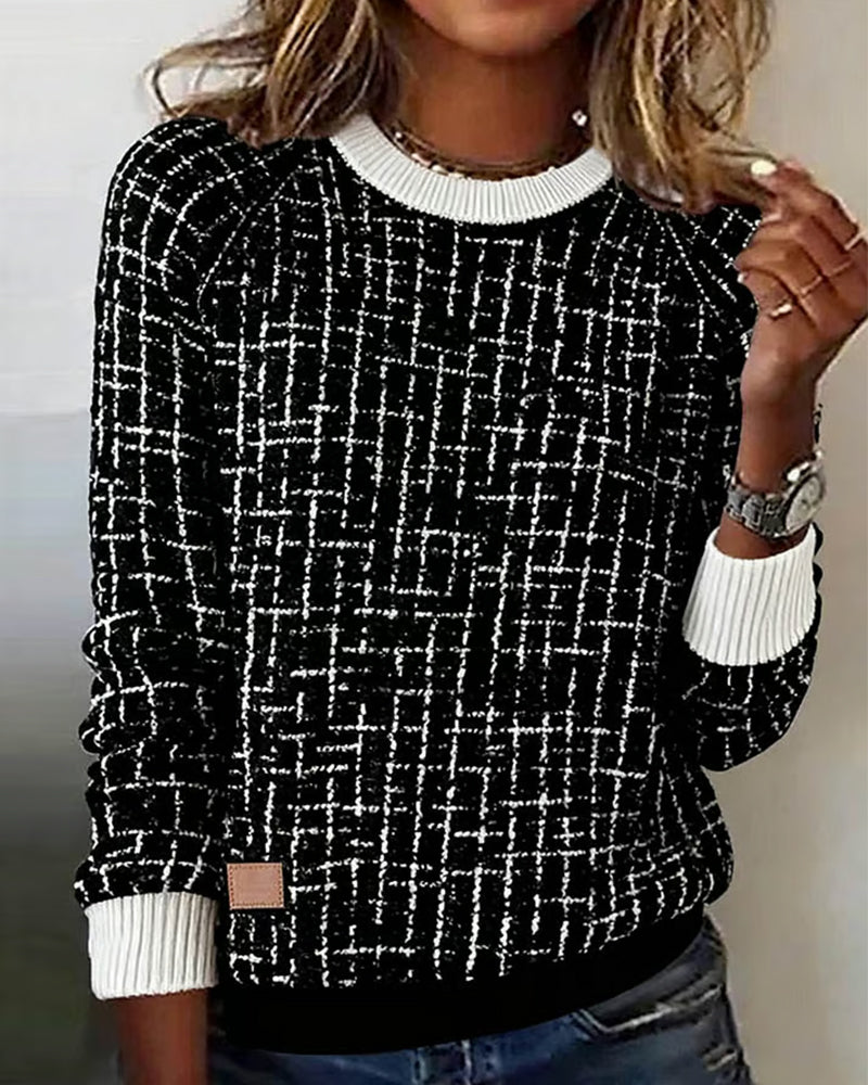 Hanna | Damen Pullover elegant kariert & modern getragen