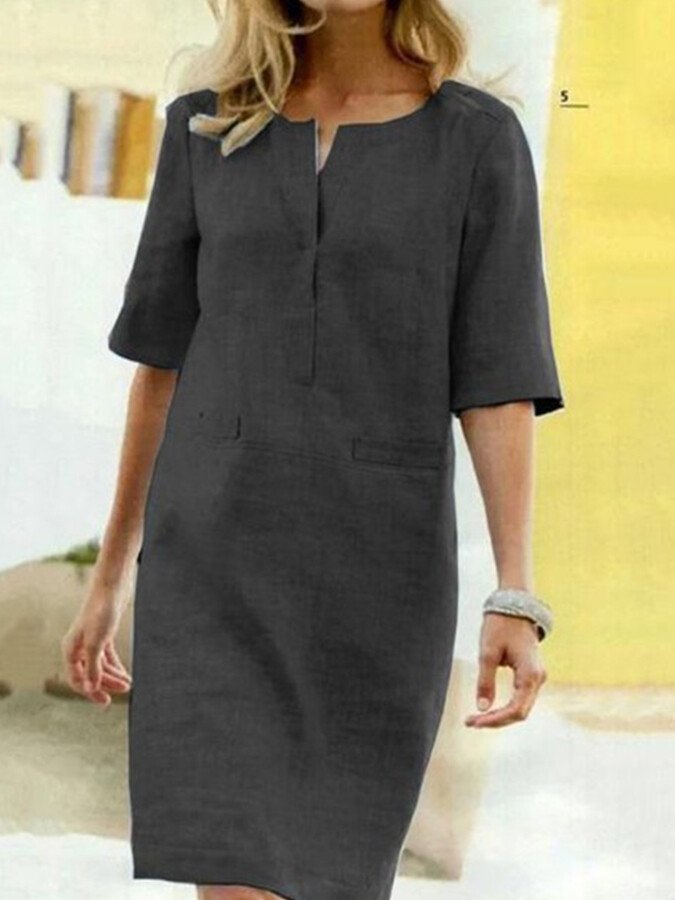 Rieke – Sommerliches Shiftkleid mit V-Ausschnitt