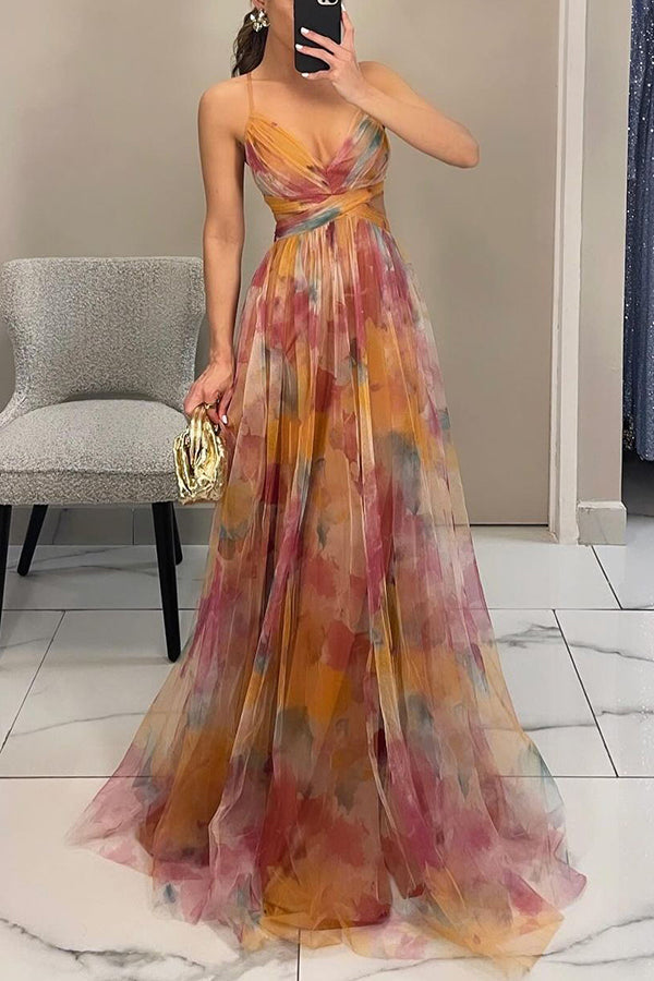 Elegantes Damen Maxikleid mit V-Ausschnitt – Ideal für Hochzeitsgäste