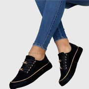 Anna | Damen Frühlings Lässige Samt Schnürsneaker