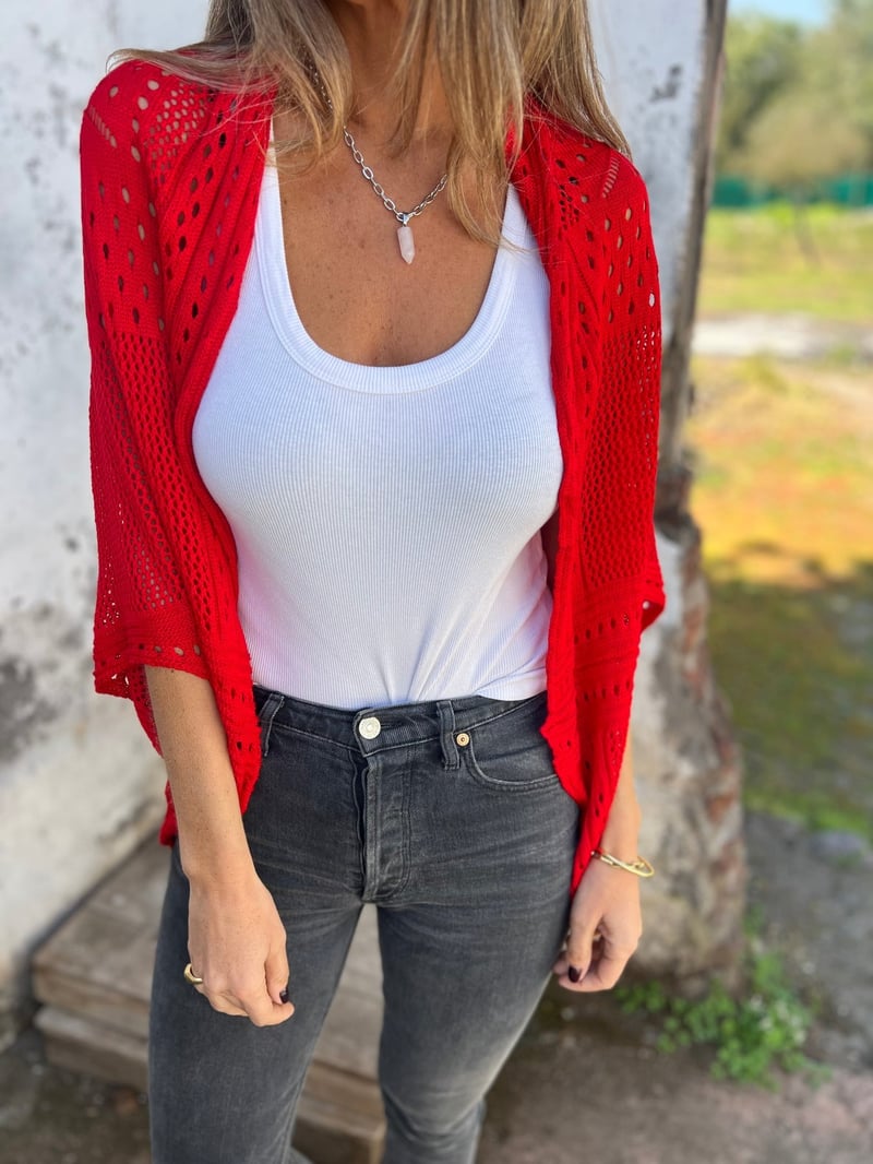 Veronique – Cardigan Mit Halben Ärmeln