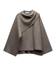 Bettina | Damen Eleganter Drapierter Cape-Mantel