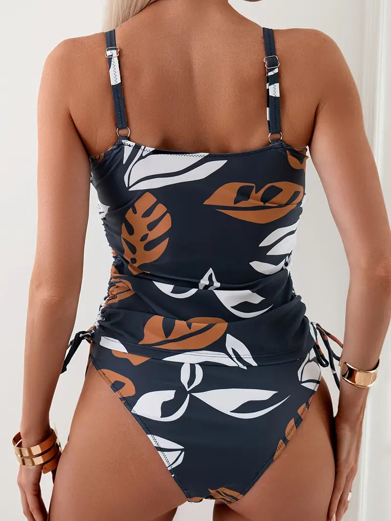 TANKINI / BIKINI MIT TROPISCHEM BLATTMUSTER
