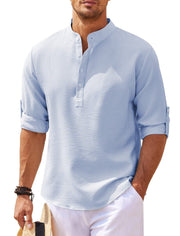 Herrenhemd mit Mao-Kragen aus leichter Baumwolle im Casual-Stil - Adrián