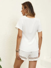 SIMONE - SET AUS BLUSE UND KURZER HOSE