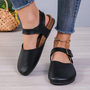 Heidi-Mode | Retro Damen Slingback Sandalen mit Kork und Geschlossener Spitze