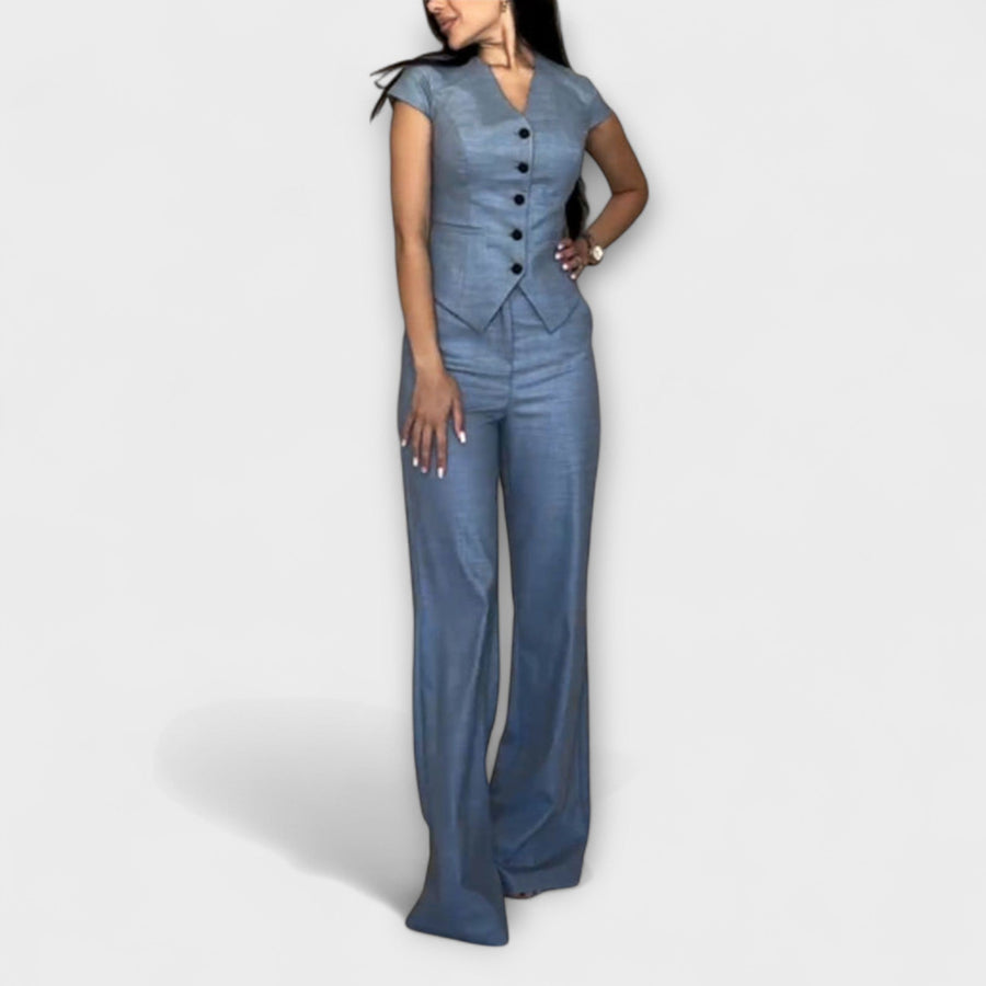 Ivy - Elegantes V-Ausschnitt Top mit passender Hose