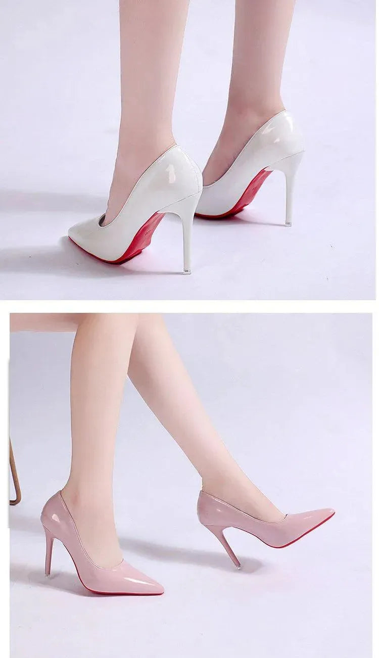 Damen Glänzende Leder High Heel Stilettos – Elegante Abend-Pumps