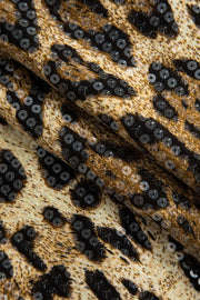 Lunaria | Glamouröser Pailletten Minirock und auffälligem Leopard-Print