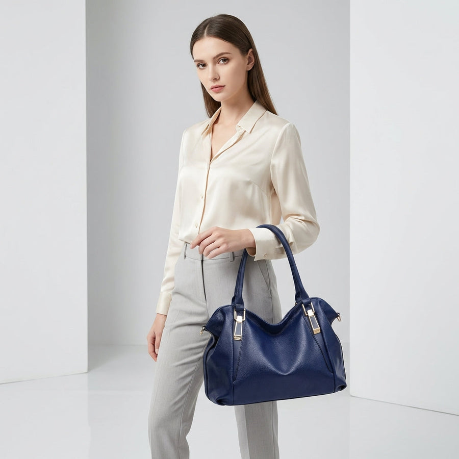 Damen Breite Leder Handtasche Mit Langem Riemen – Stilvolle Schultertasche