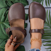 Heidi-Mode | Retro Damen Slingback Sandalen mit Kork und Geschlossener Spitze