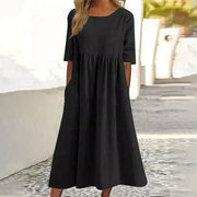 Elegantes Kleid aus Baumwolle und Leinen