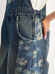 Yalita – Jeanslatzhose mit Blumenmuster