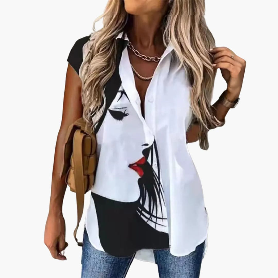 Sommer Top für Damen mit - Schmetterlingsdruck Leicht
