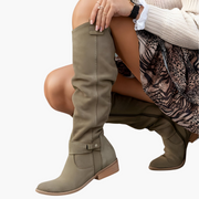 Kniehohe Stiefel - für Damen mit Blockabsatz und Reißverschluss