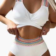 Gerippter High-Waist Bikini - Damen Zweiteiler für den Sommer