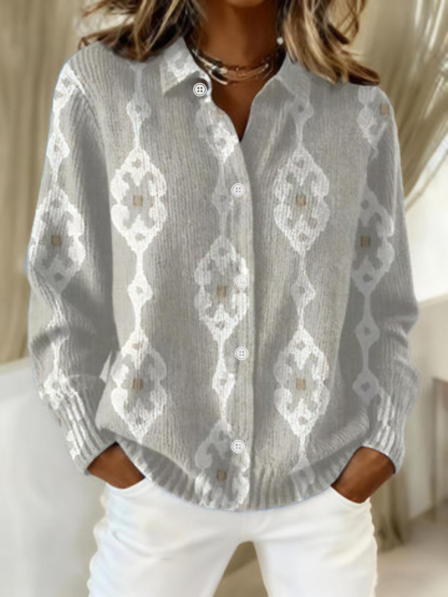 Renee™ – Elegante Strickbluse mit Rautenmuster, weichem Hoodie-Material