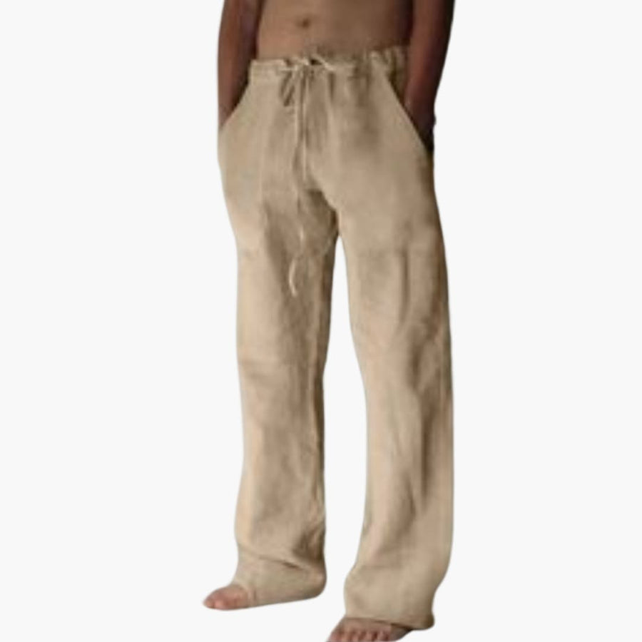 Herren Freizeithose aus Leinen mit Kordelzug für Sommer