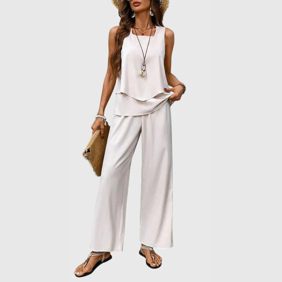 Karin | Damen Zweiteiler Weite Bein Hose Set