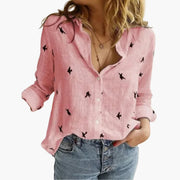 Langarm Damen-Bluse - Vintage Stil mit großen Punkten