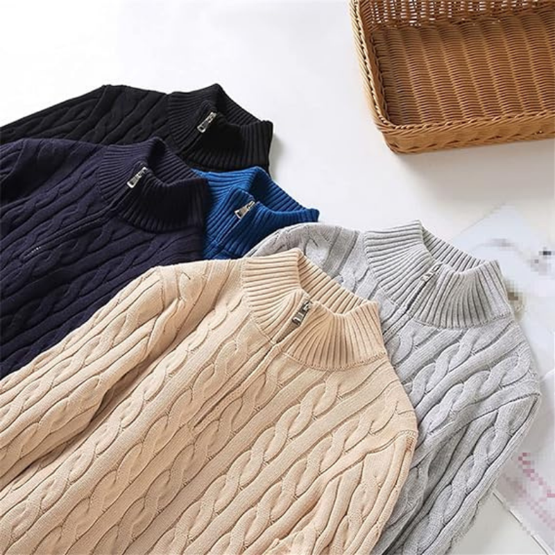 Pullover Herren Mit Reißverschluss | Strickjacke Mit Kabelmuster