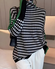 Linea™ – Eleganter Pullover mit Hohem Kragen und Geometrischem Muster