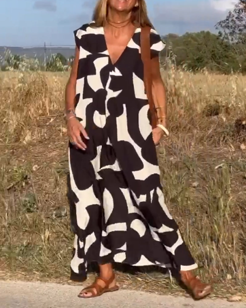 Sarinya - Bedrucktes Kleid Mit V-Ausschnitt