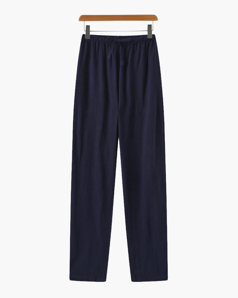 Adrian | Leichte Slim Fit Herren Sommer Leinenhose mit Kordelzug