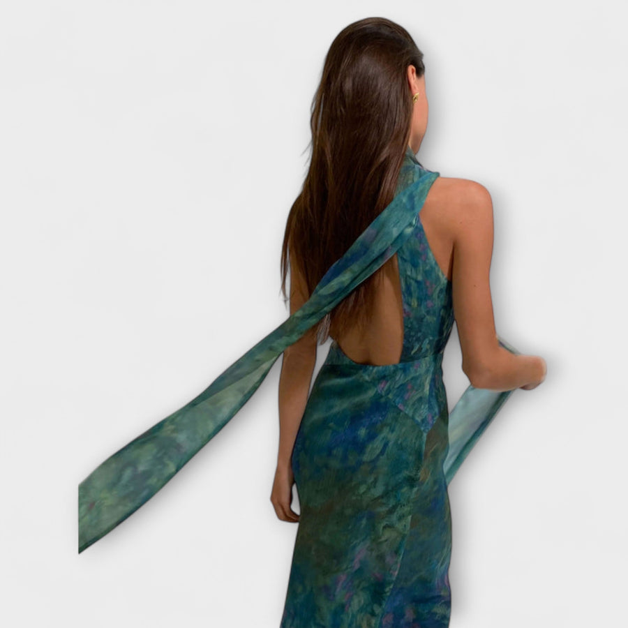 Maisie - Maxikleid mit Monet Iris Druck
